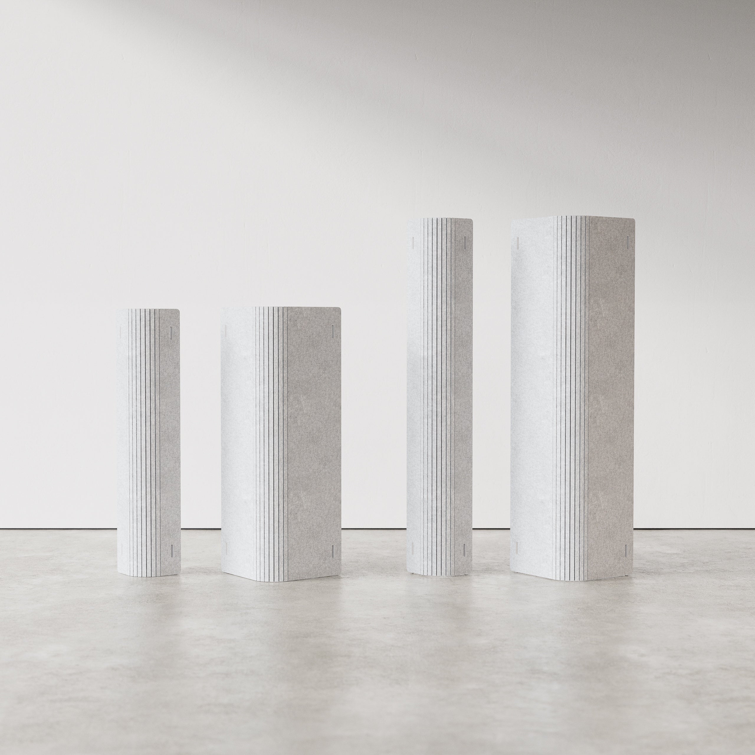 Flexible Akustik Trennwand aus recyceltem PET – modulare Lösung für Büro, Kongressräume und Messen, werkzeuglos aufgebaut